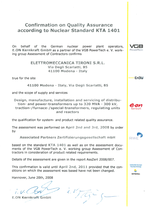 Certif Qualita Nucleare KTA 1401
